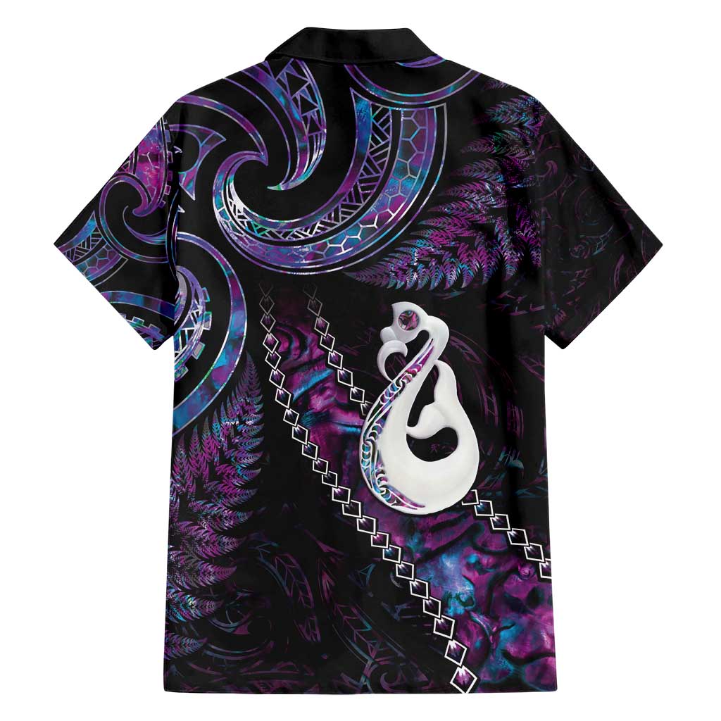 New Zealand Aotearoa Hawaiian Shirt Maori Manaia Paua Shell Glitter Purple