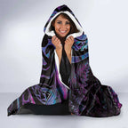 New Zealand Aotearoa Hooded Blanket Maori Manaia Paua Shell Glitter Purple