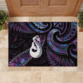 New Zealand Aotearoa Rubber Doormat Maori Manaia Paua Shell Glitter Purple