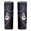 New Zealand Aotearoa Skinny Tumbler Maori Manaia Paua Shell Glitter Purple