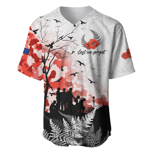 Kei Wareware Tatou New Zealand ANZAC Day Baseball Jersey Lest We Forget