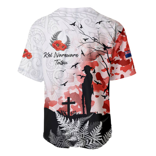 Kei Wareware Tatou New Zealand ANZAC Day Baseball Jersey Lest We Forget