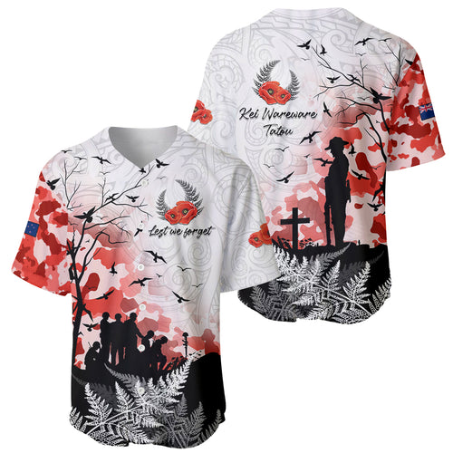 Kei Wareware Tatou New Zealand ANZAC Day Baseball Jersey Lest We Forget