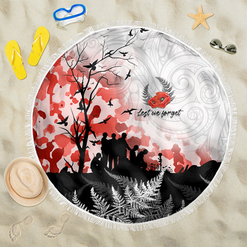 Kei Wareware Tatou New Zealand ANZAC Day Beach Blanket Lest We Forget