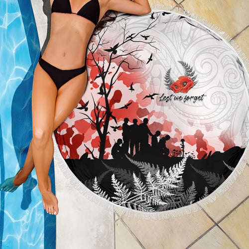 Kei Wareware Tatou New Zealand ANZAC Day Beach Blanket Lest We Forget