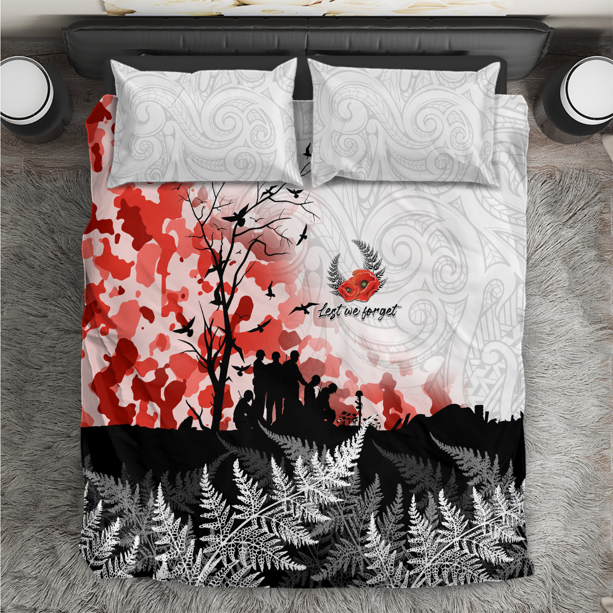 Kei Wareware Tatou New Zealand ANZAC Day Bedding Set Lest We Forget