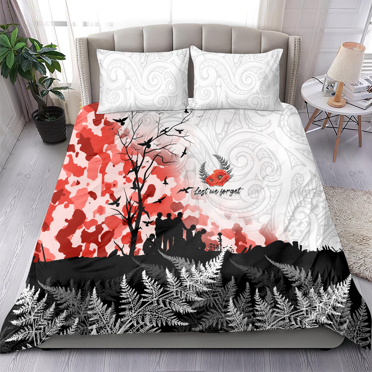 Kei Wareware Tatou New Zealand ANZAC Day Bedding Set Lest We Forget