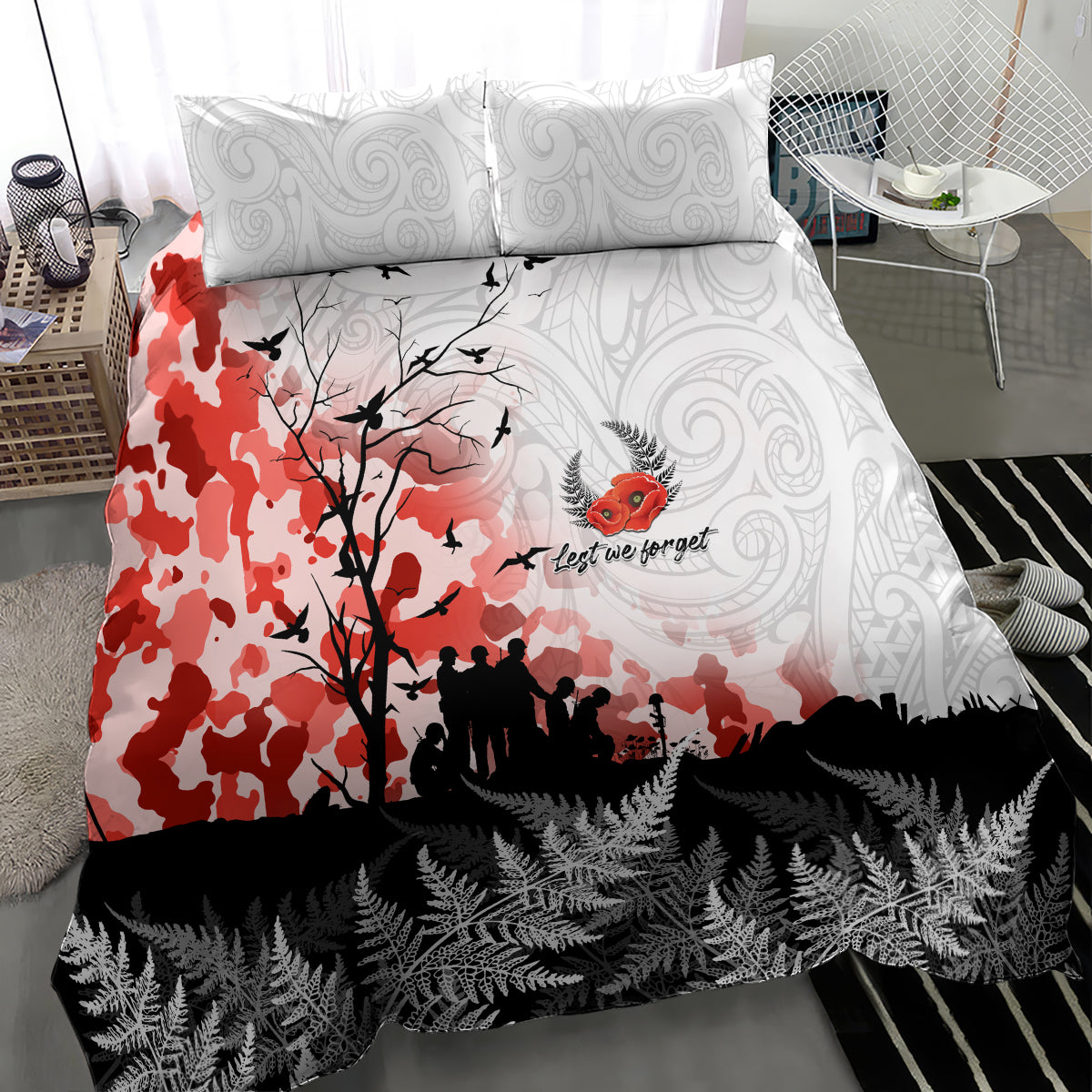 Kei Wareware Tatou New Zealand ANZAC Day Bedding Set Lest We Forget