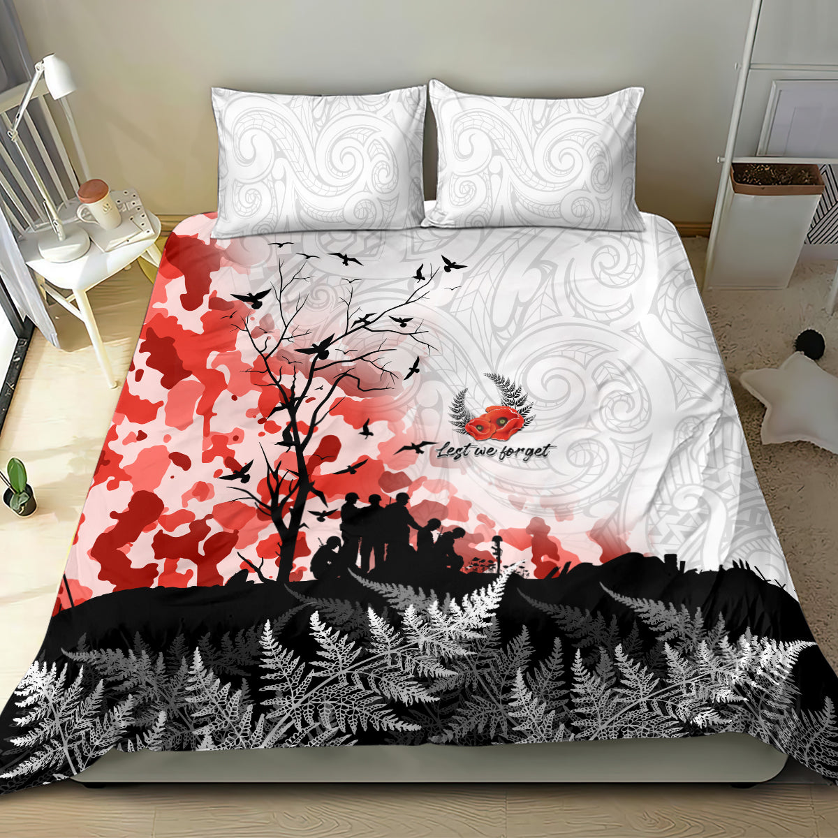 Kei Wareware Tatou New Zealand ANZAC Day Bedding Set Lest We Forget