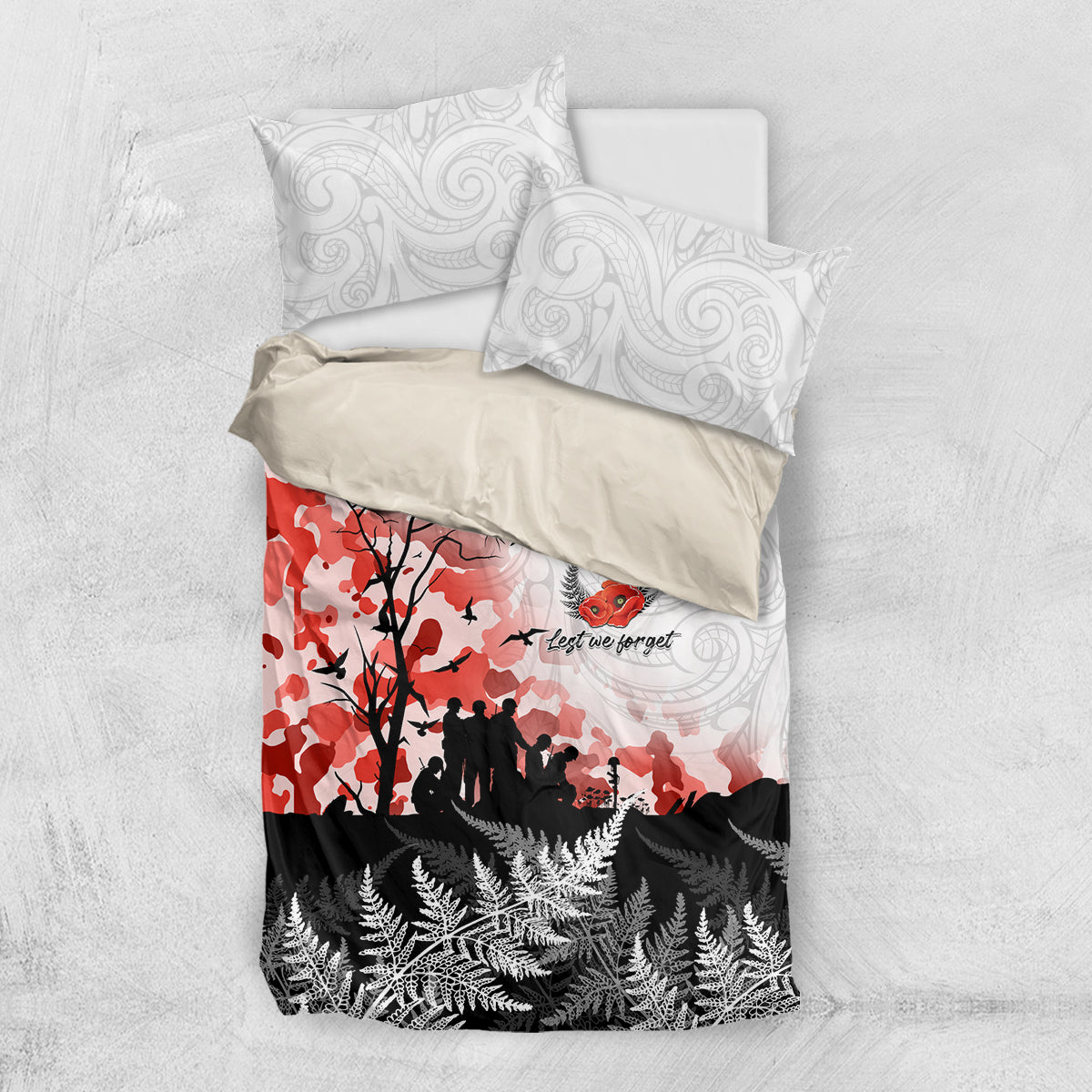 Kei Wareware Tatou New Zealand ANZAC Day Bedding Set Lest We Forget