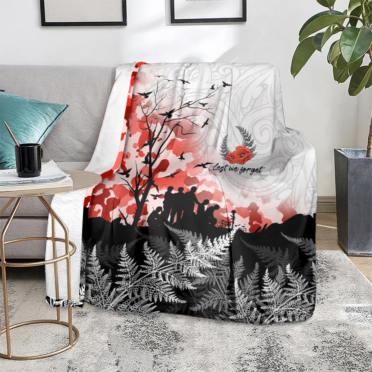 Kei Wareware Tatou New Zealand ANZAC Day Blanket Lest We Forget