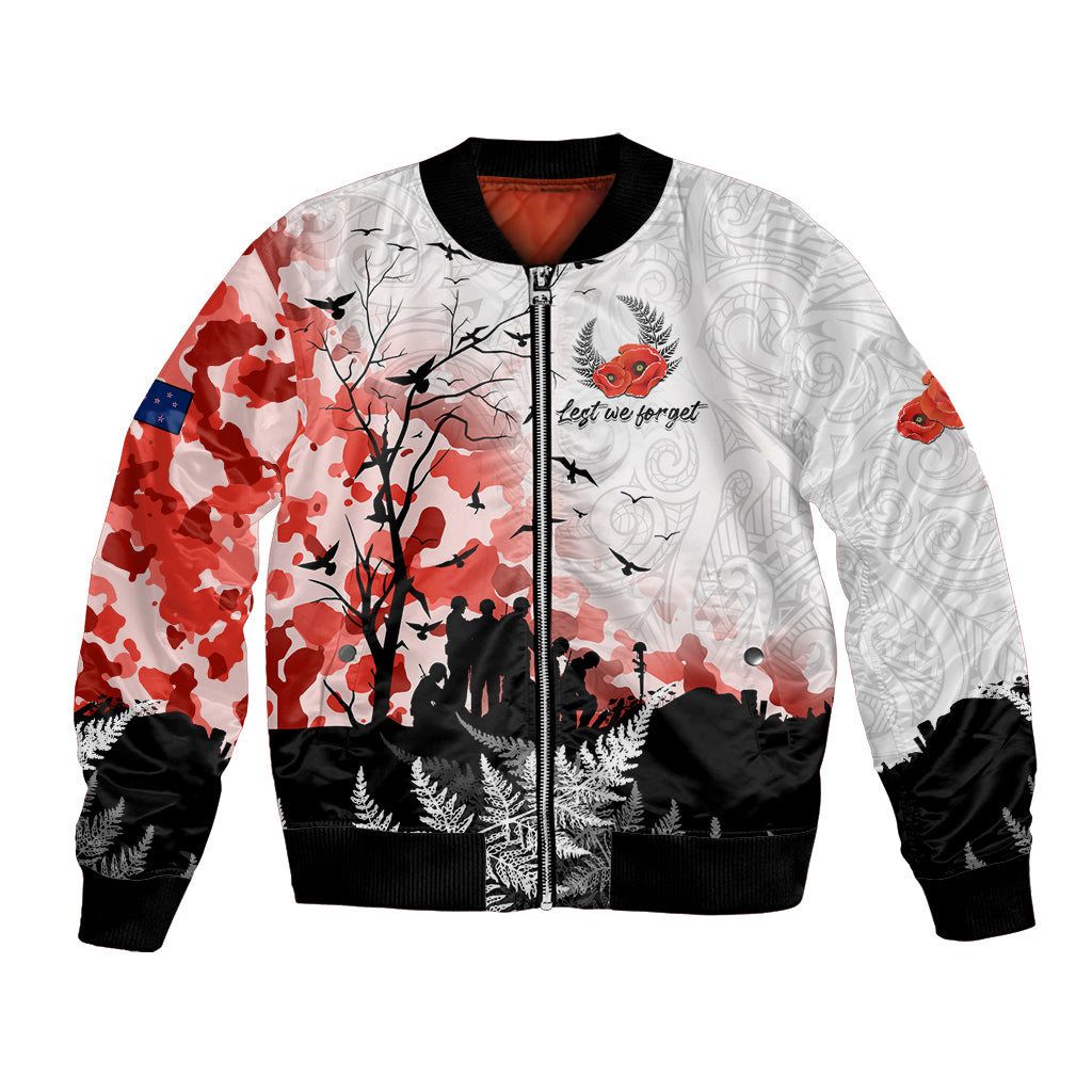 Kei Wareware Tatou New Zealand ANZAC Day Bomber Jacket Lest We Forget