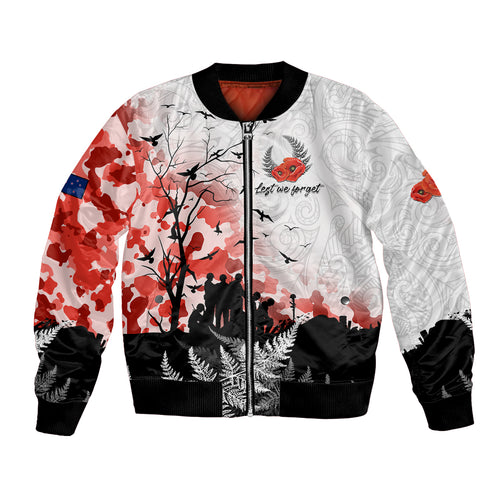 Kei Wareware Tatou New Zealand ANZAC Day Bomber Jacket Lest We Forget