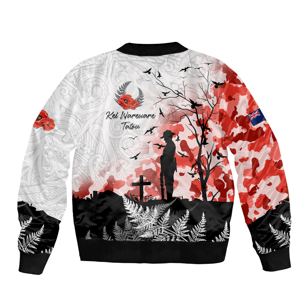 Kei Wareware Tatou New Zealand ANZAC Day Bomber Jacket Lest We Forget