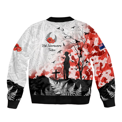 Kei Wareware Tatou New Zealand ANZAC Day Bomber Jacket Lest We Forget