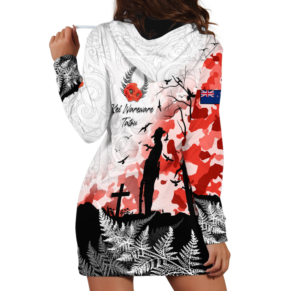 Kei Wareware Tatou New Zealand ANZAC Day Hoodie Dress Lest We Forget