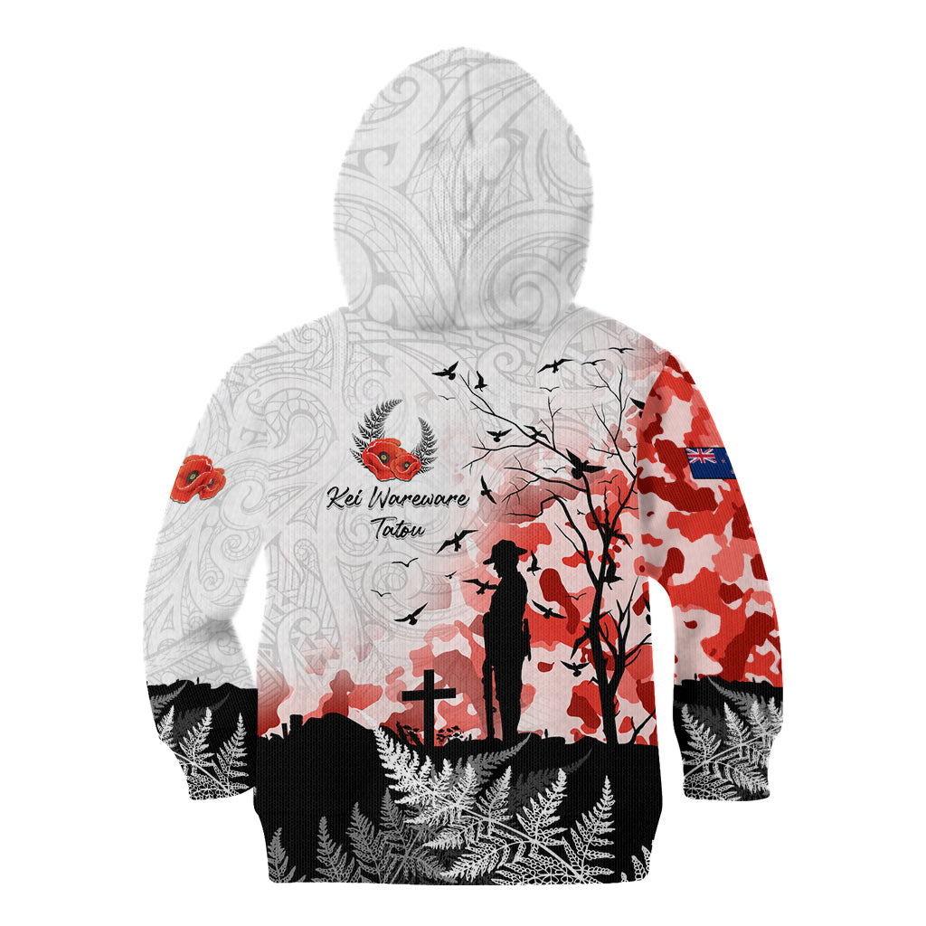 Kei Wareware Tatou New Zealand ANZAC Day Kid Hoodie Lest We Forget