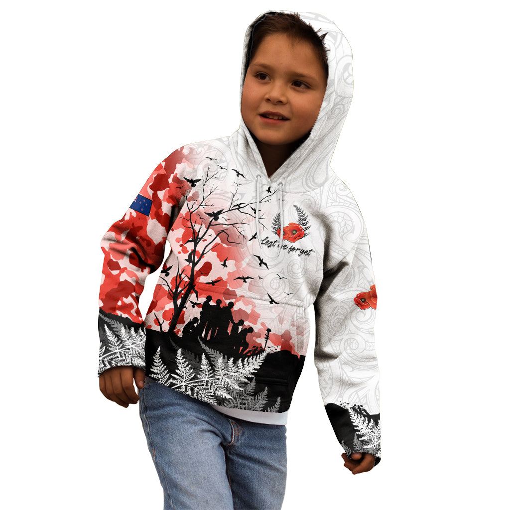 Kei Wareware Tatou New Zealand ANZAC Day Kid Hoodie Lest We Forget