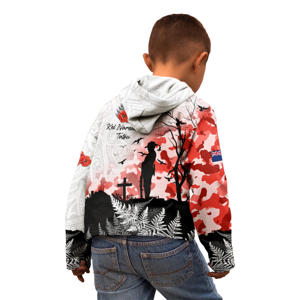 Kei Wareware Tatou New Zealand ANZAC Day Kid Hoodie Lest We Forget