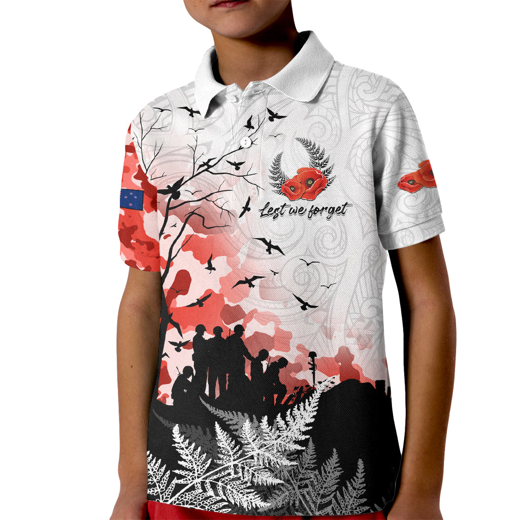 Kei Wareware Tatou New Zealand ANZAC Day Kid Polo Shirt Lest We Forget