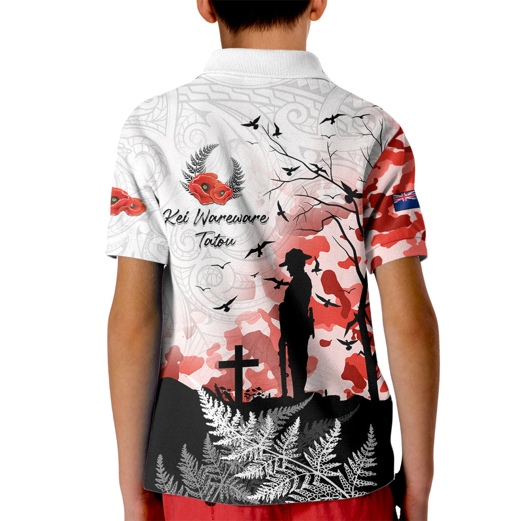 Kei Wareware Tatou New Zealand ANZAC Day Kid Polo Shirt Lest We Forget