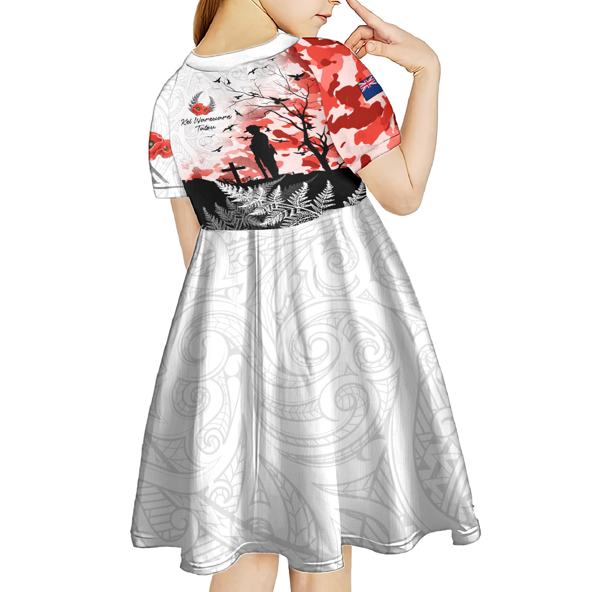 Kei Wareware Tatou New Zealand ANZAC Day Kid Short Sleeve Dress Lest We Forget