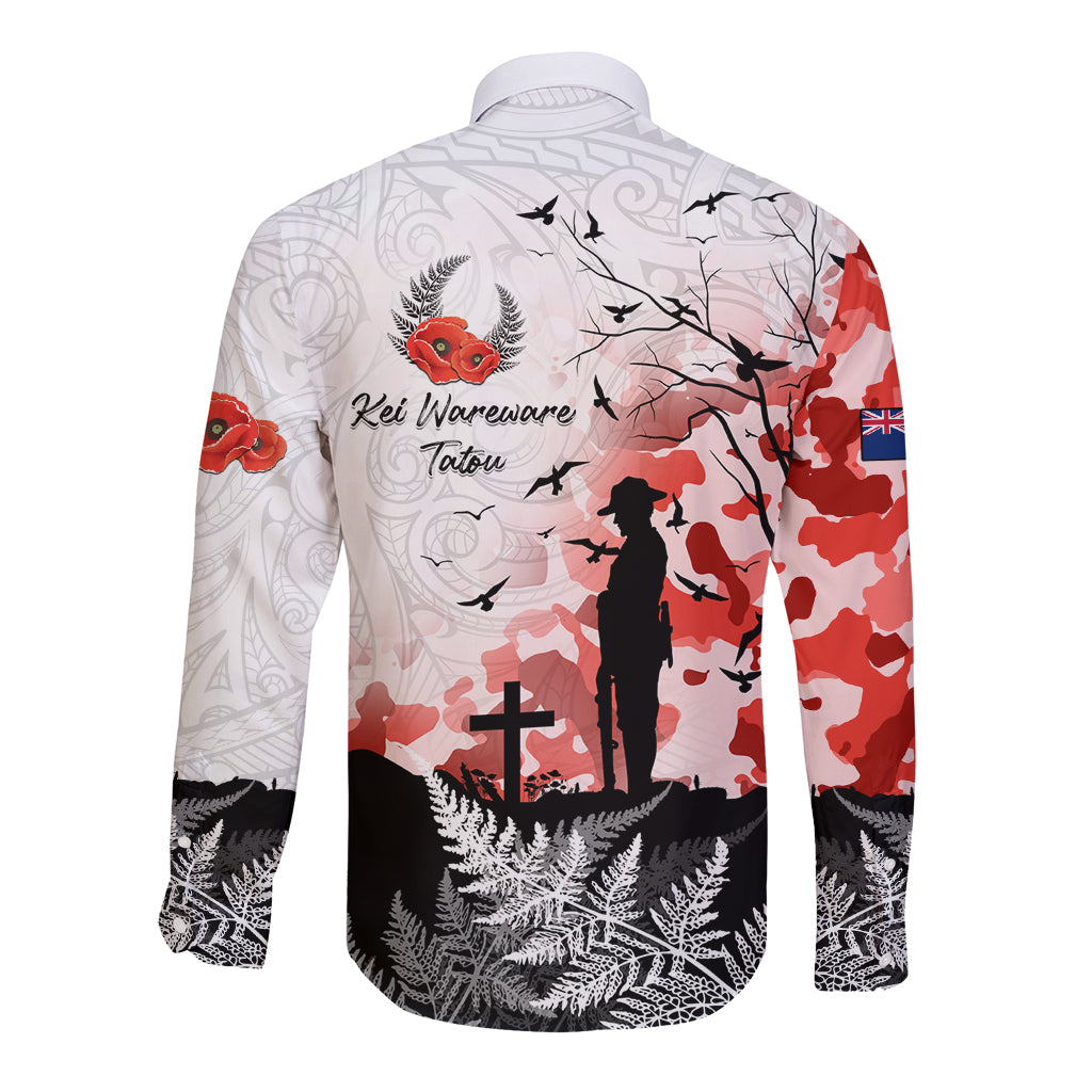 Kei Wareware Tatou New Zealand ANZAC Day Long Sleeve Button Shirt Lest We Forget
