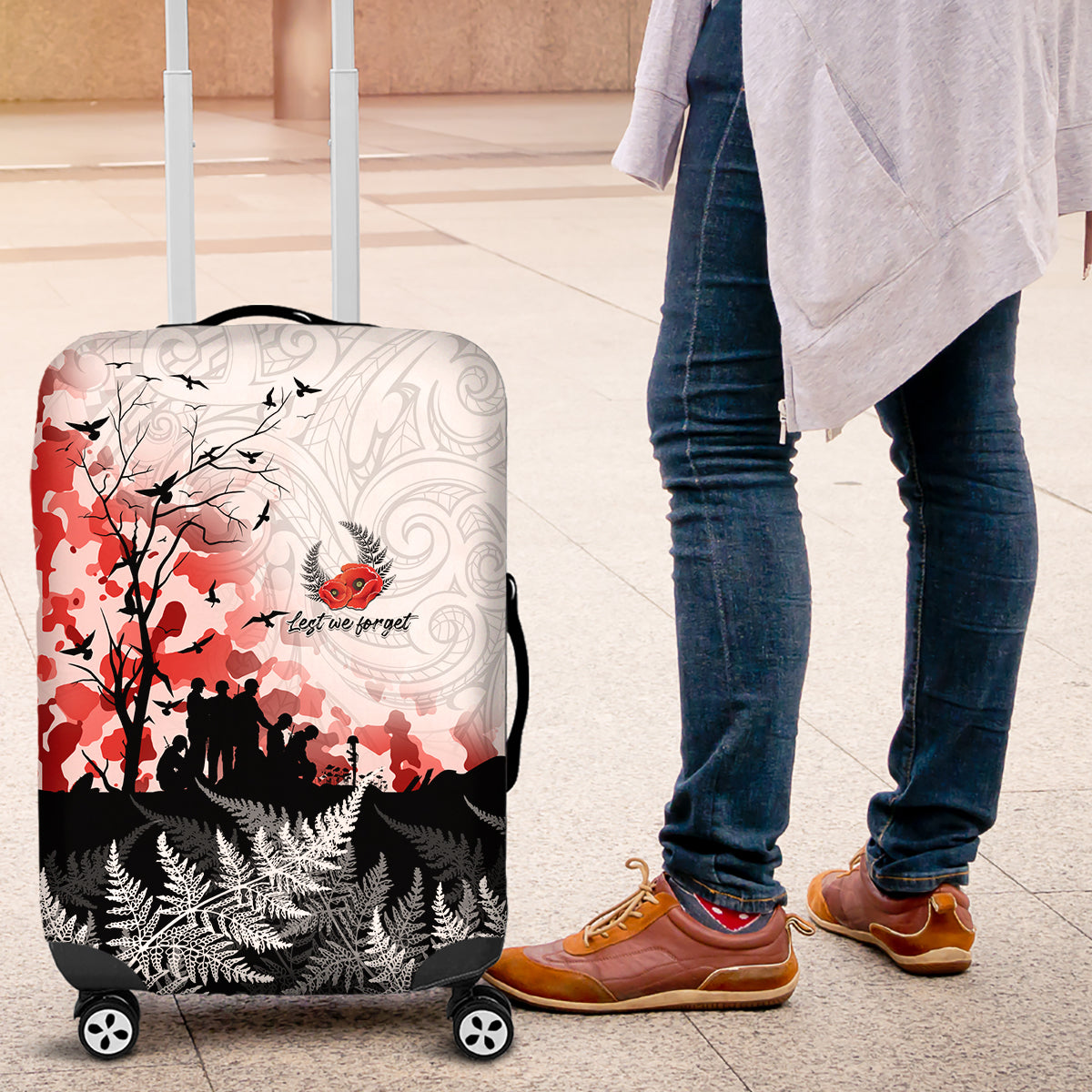 Kei Wareware Tatou New Zealand ANZAC Day Luggage Cover Lest We Forget