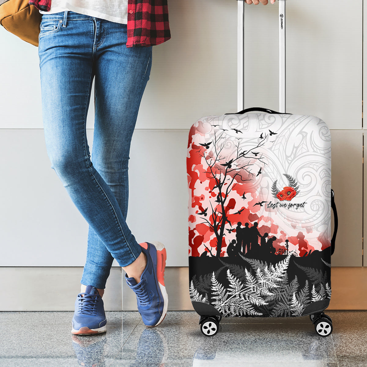 Kei Wareware Tatou New Zealand ANZAC Day Luggage Cover Lest We Forget
