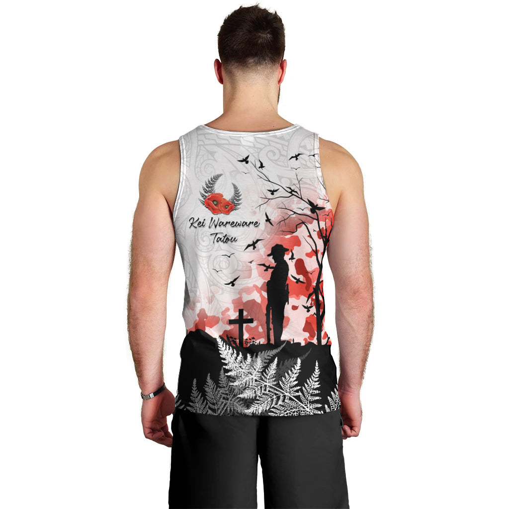 Kei Wareware Tatou New Zealand ANZAC Day Men Tank Top Lest We Forget