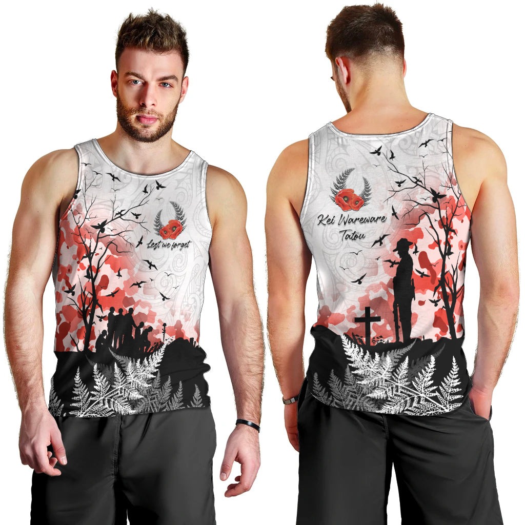 Kei Wareware Tatou New Zealand ANZAC Day Men Tank Top Lest We Forget