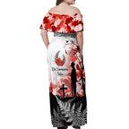 Kei Wareware Tatou New Zealand ANZAC Day Off Shoulder Maxi Dress Lest We Forget