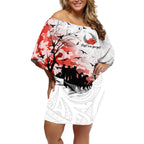 Kei Wareware Tatou New Zealand ANZAC Day Off Shoulder Short Dress Lest We Forget