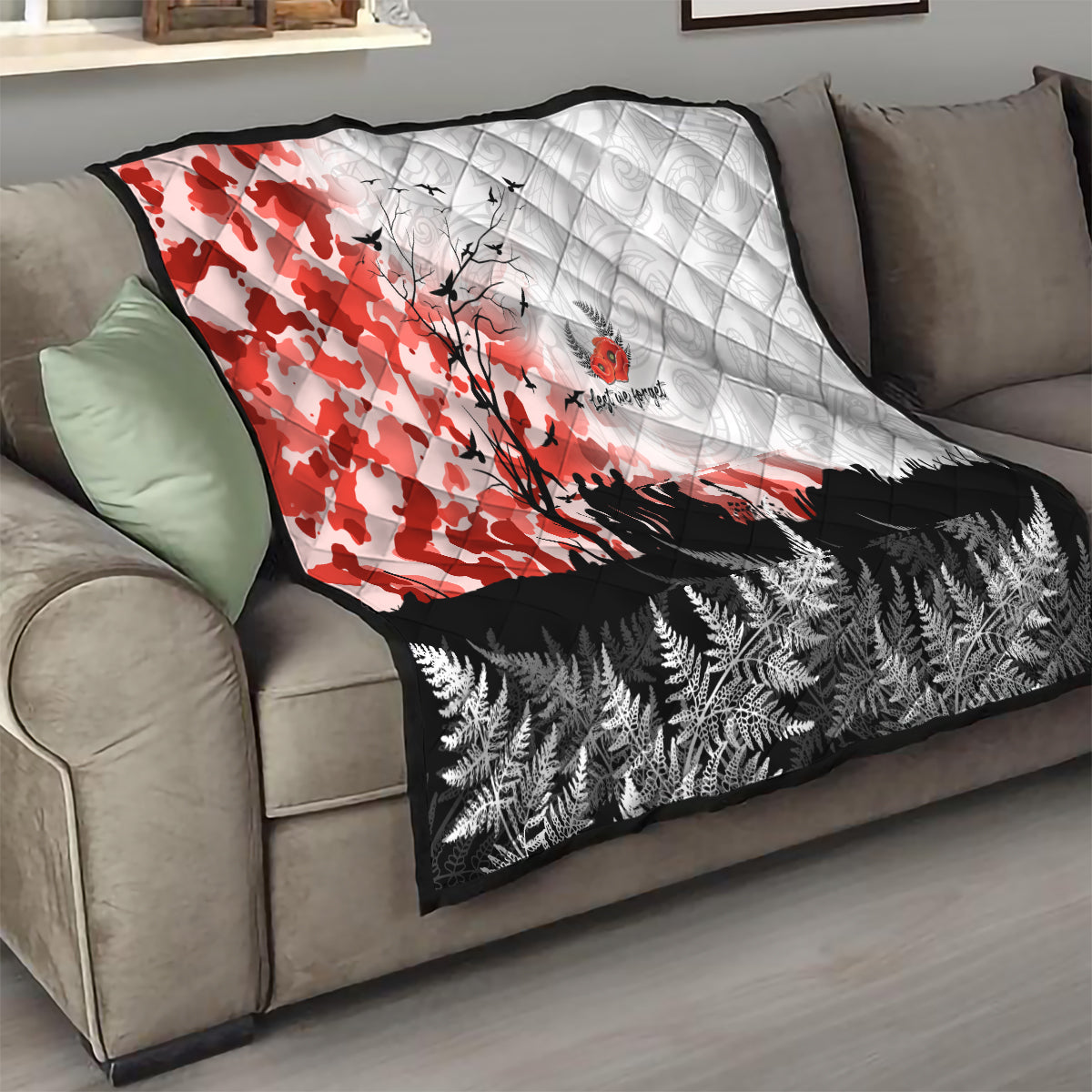 Kei Wareware Tatou New Zealand ANZAC Day Quilt Lest We Forget