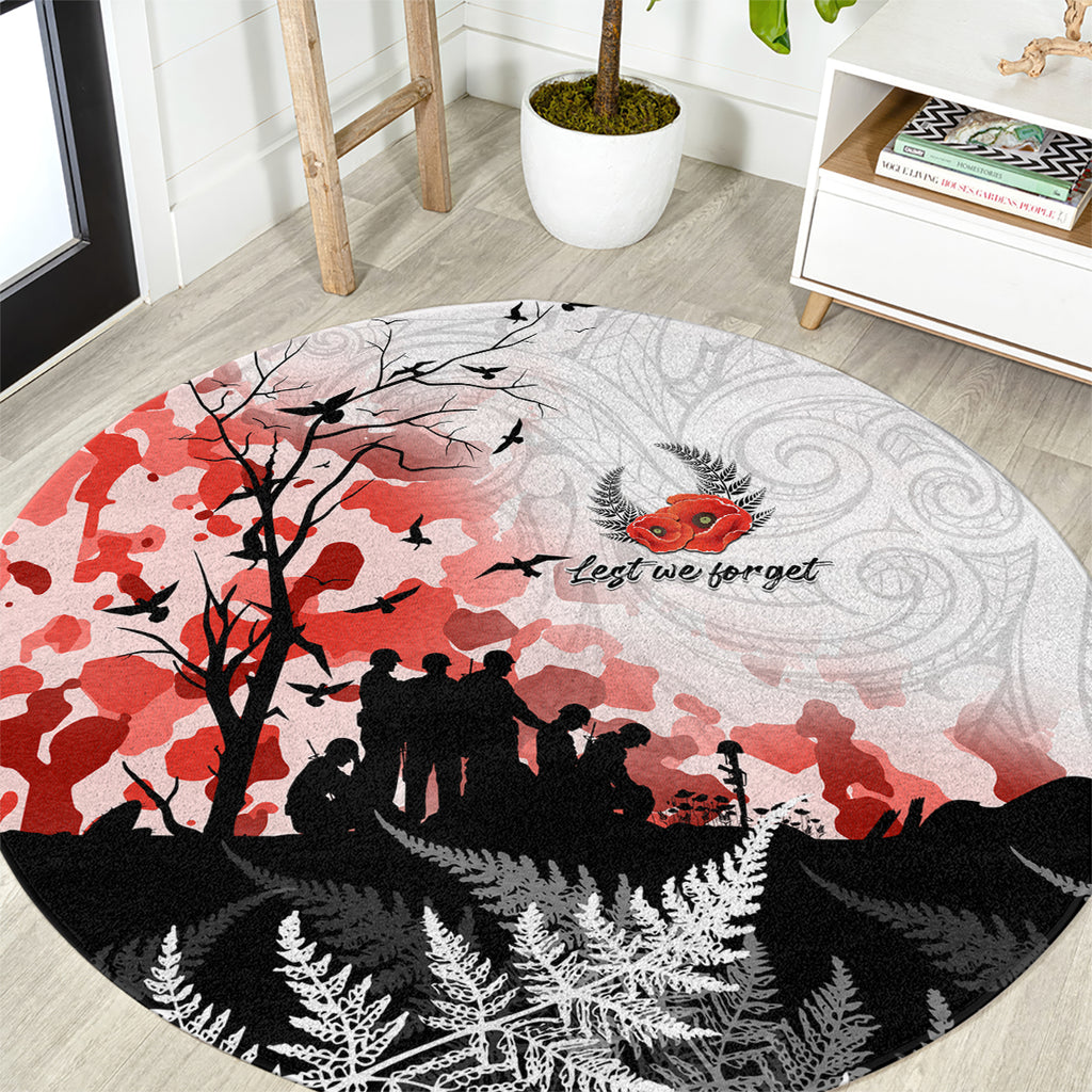 Kei Wareware Tatou New Zealand ANZAC Day Round Carpet Lest We Forget