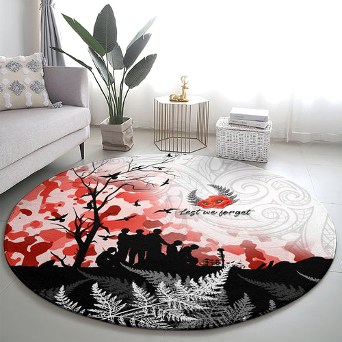 Kei Wareware Tatou New Zealand ANZAC Day Round Carpet Lest We Forget