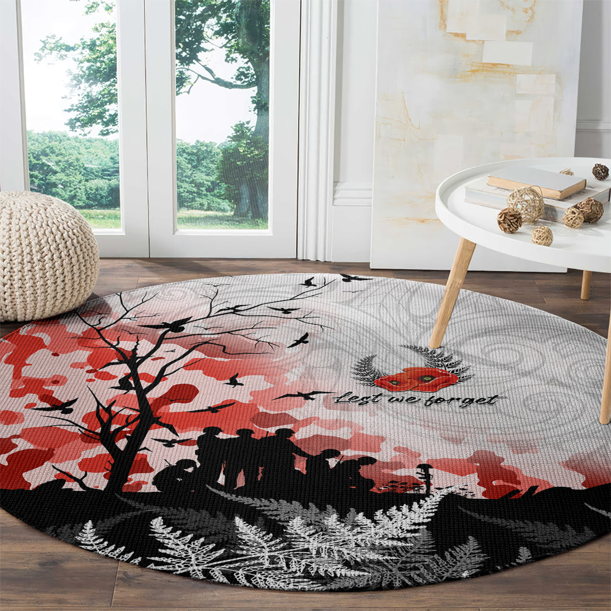 Kei Wareware Tatou New Zealand ANZAC Day Round Carpet Lest We Forget