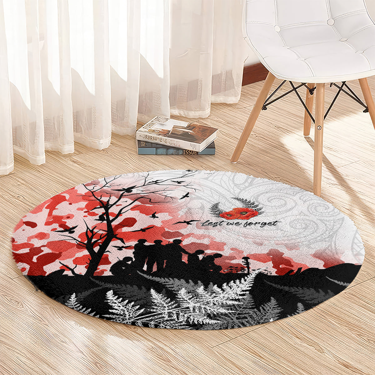 Kei Wareware Tatou New Zealand ANZAC Day Round Carpet Lest We Forget