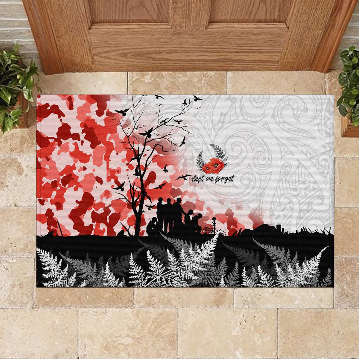 Kei Wareware Tatou New Zealand ANZAC Day Rubber Doormat Lest We Forget