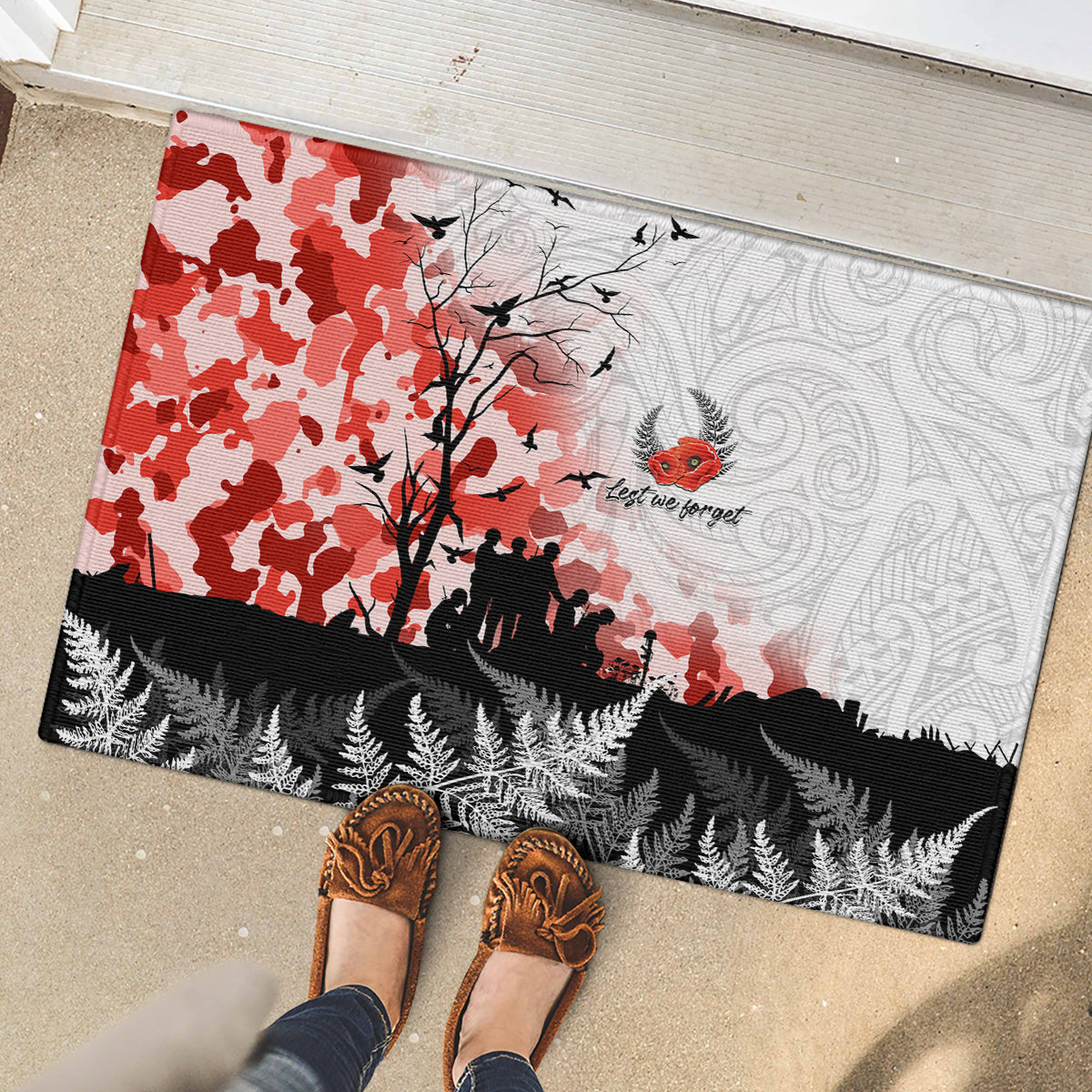 Kei Wareware Tatou New Zealand ANZAC Day Rubber Doormat Lest We Forget