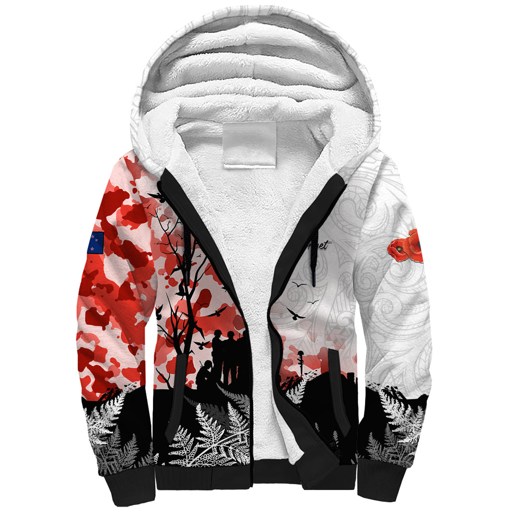 Kei Wareware Tatou New Zealand ANZAC Day Sherpa Hoodie Lest We Forget