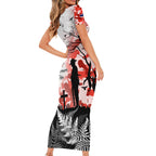 Kei Wareware Tatou New Zealand ANZAC Day Short Sleeve Bodycon Dress Lest We Forget