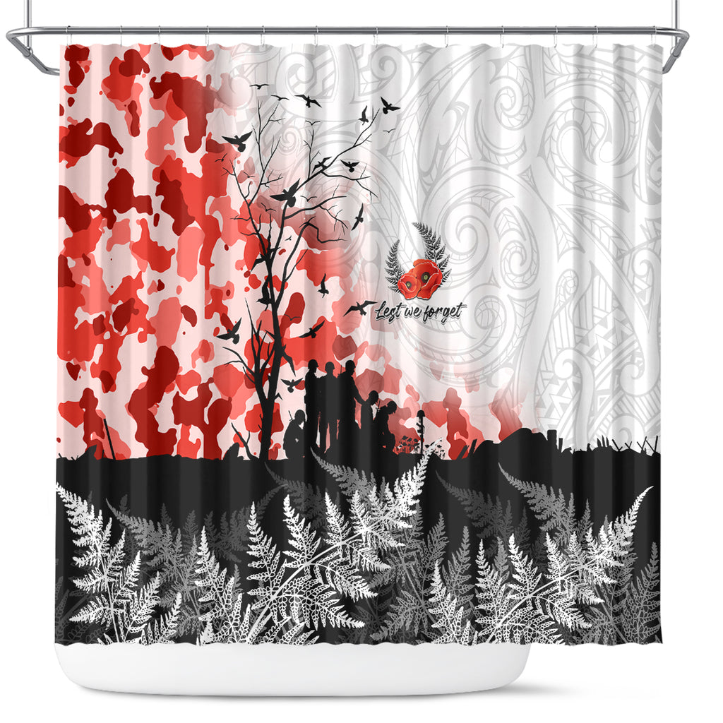 Kei Wareware Tatou New Zealand ANZAC Day Shower Curtain Lest We Forget