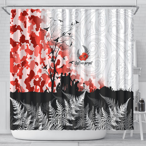 Kei Wareware Tatou New Zealand ANZAC Day Shower Curtain Lest We Forget