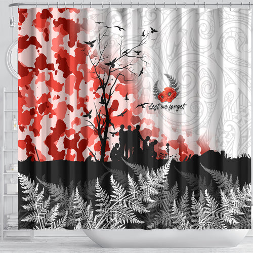 Kei Wareware Tatou New Zealand ANZAC Day Shower Curtain Lest We Forget