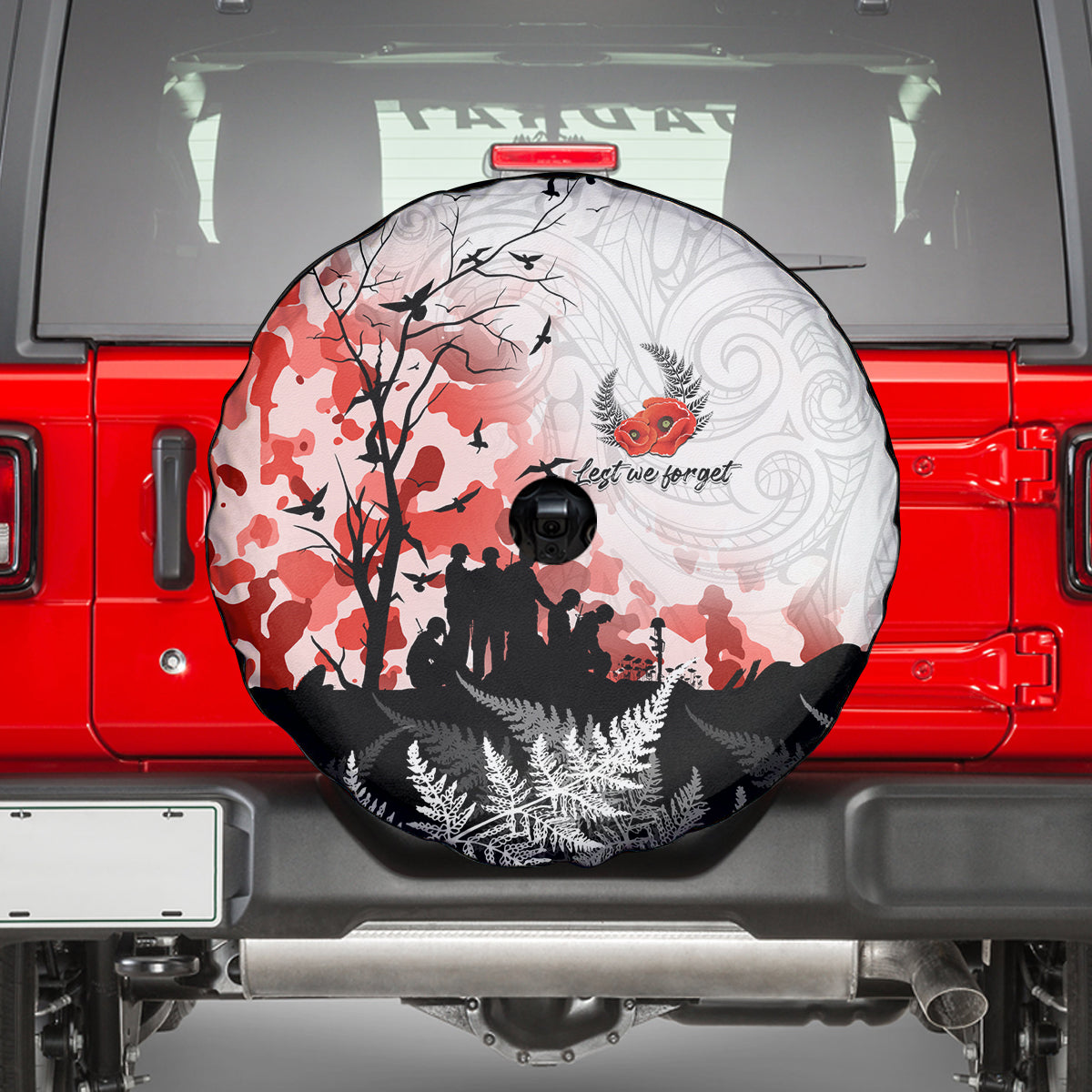 Kei Wareware Tatou New Zealand ANZAC Day Spare Tire Cover Lest We Forget