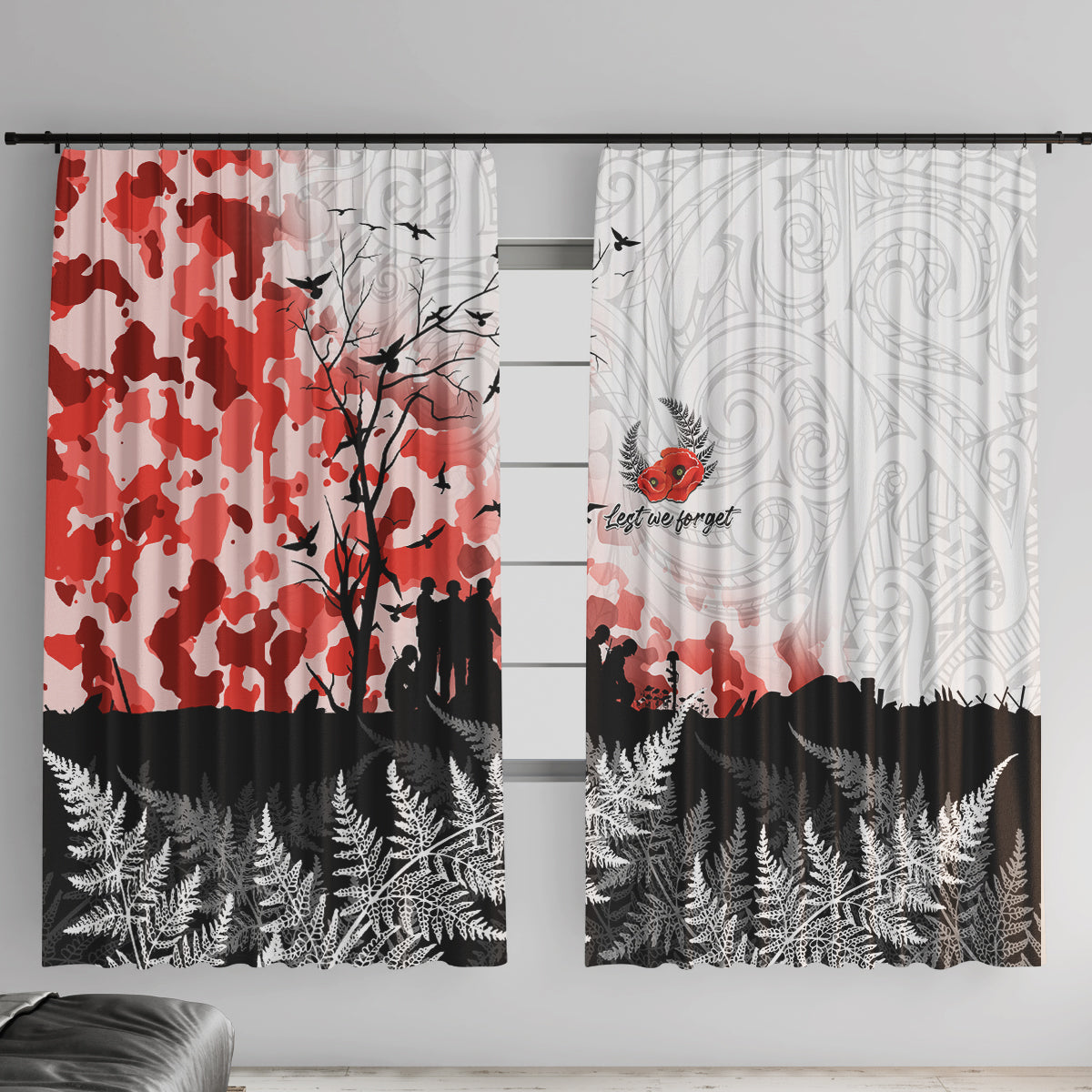 Kei Wareware Tatou New Zealand ANZAC Day Window Curtain Lest We Forget