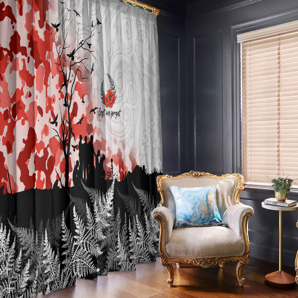 Kei Wareware Tatou New Zealand ANZAC Day Window Curtain Lest We Forget