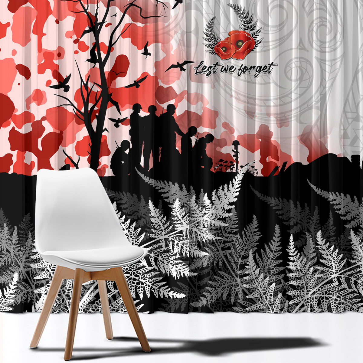 Kei Wareware Tatou New Zealand ANZAC Day Window Curtain Lest We Forget