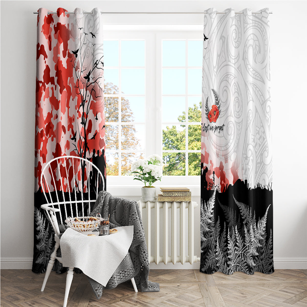 Kei Wareware Tatou New Zealand ANZAC Day Window Curtain Lest We Forget